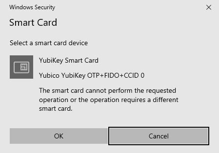 the smart card cannot perform the requested action|piv card reader not working.